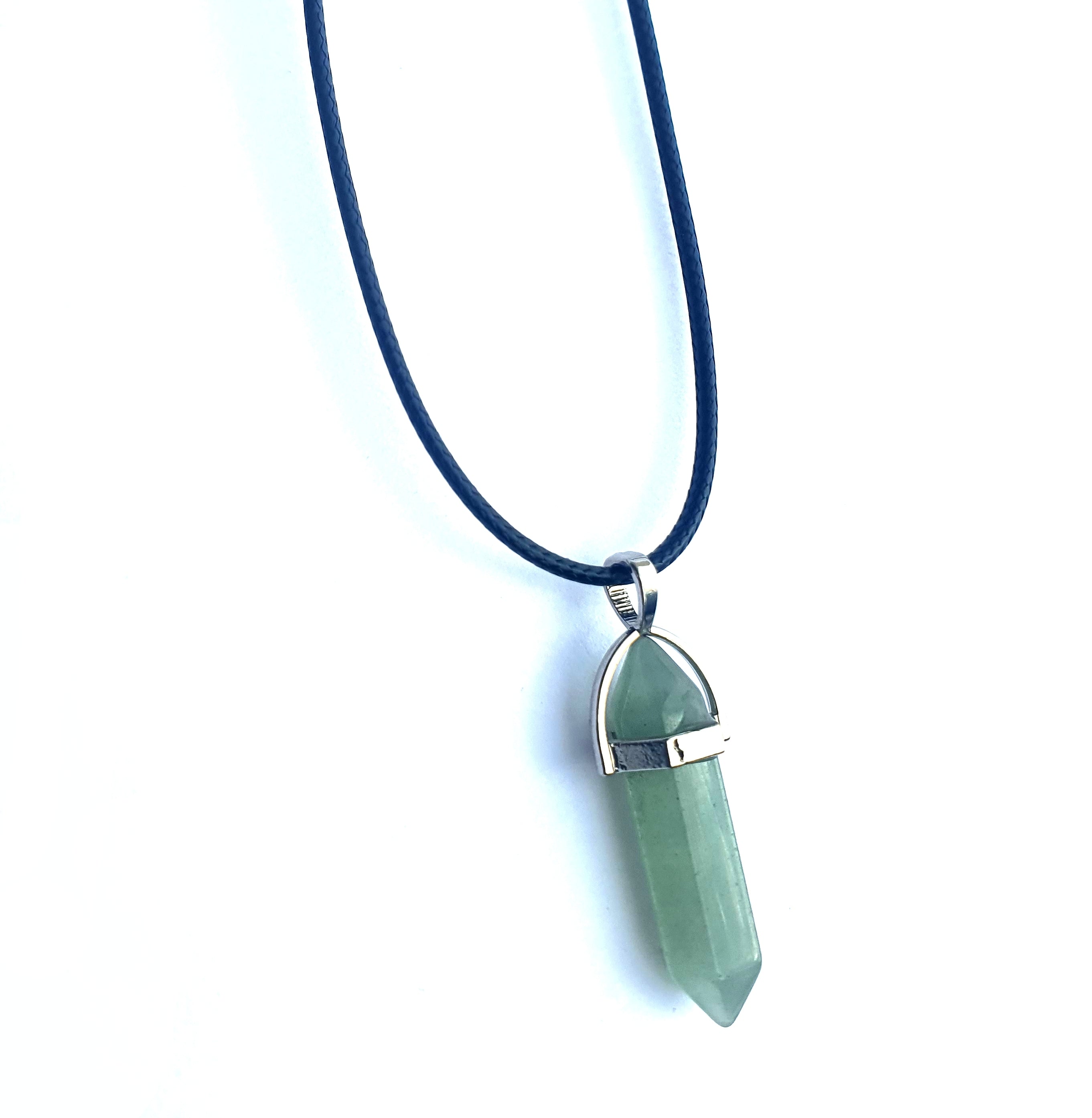 Crystal Pointed Pendant Necklace - Green Aventurine-0